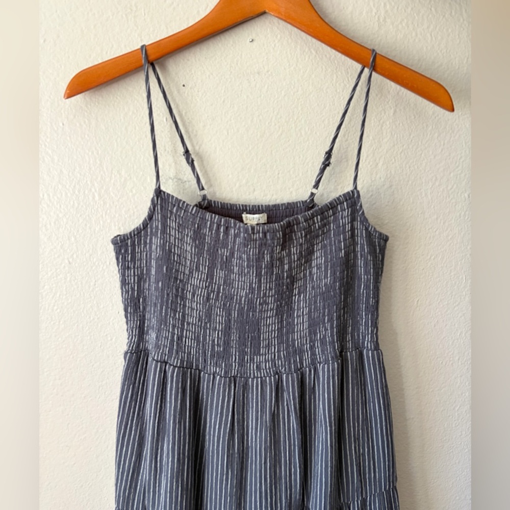 Z Supply Balos Striped Maxi Dress Supernova Gauzy Charcoal White Women’s Medium - Picture 6 of 13